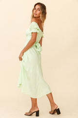 Linka Off-Shoulder Tie Back Midi Dress Apple