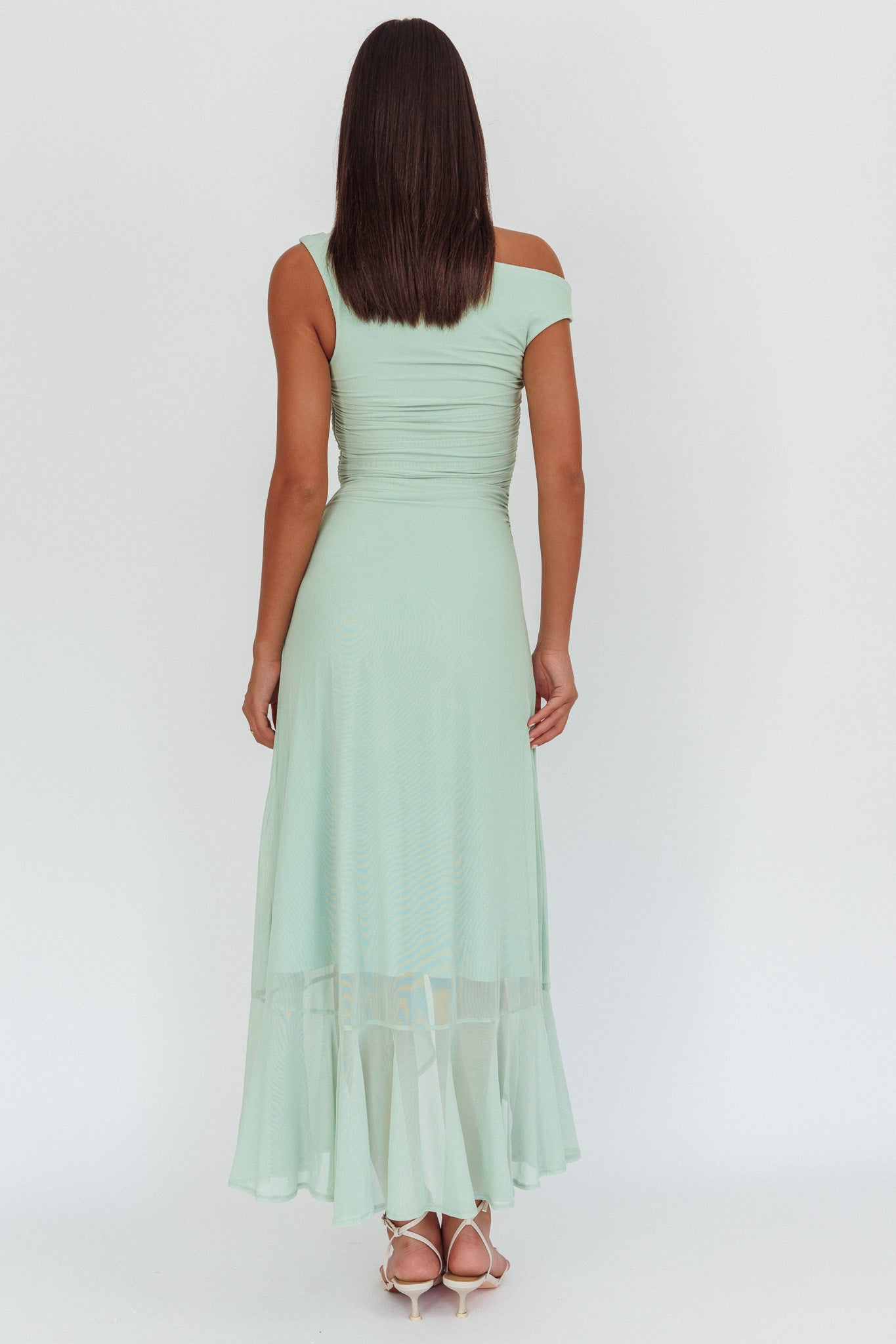 Moonlit Magic Asymmetric Neckline Maxi Dress Sage