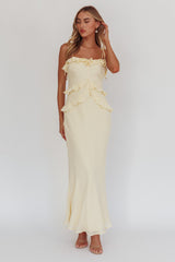 On A Roll Frill Trim Maxi Dress Yellow