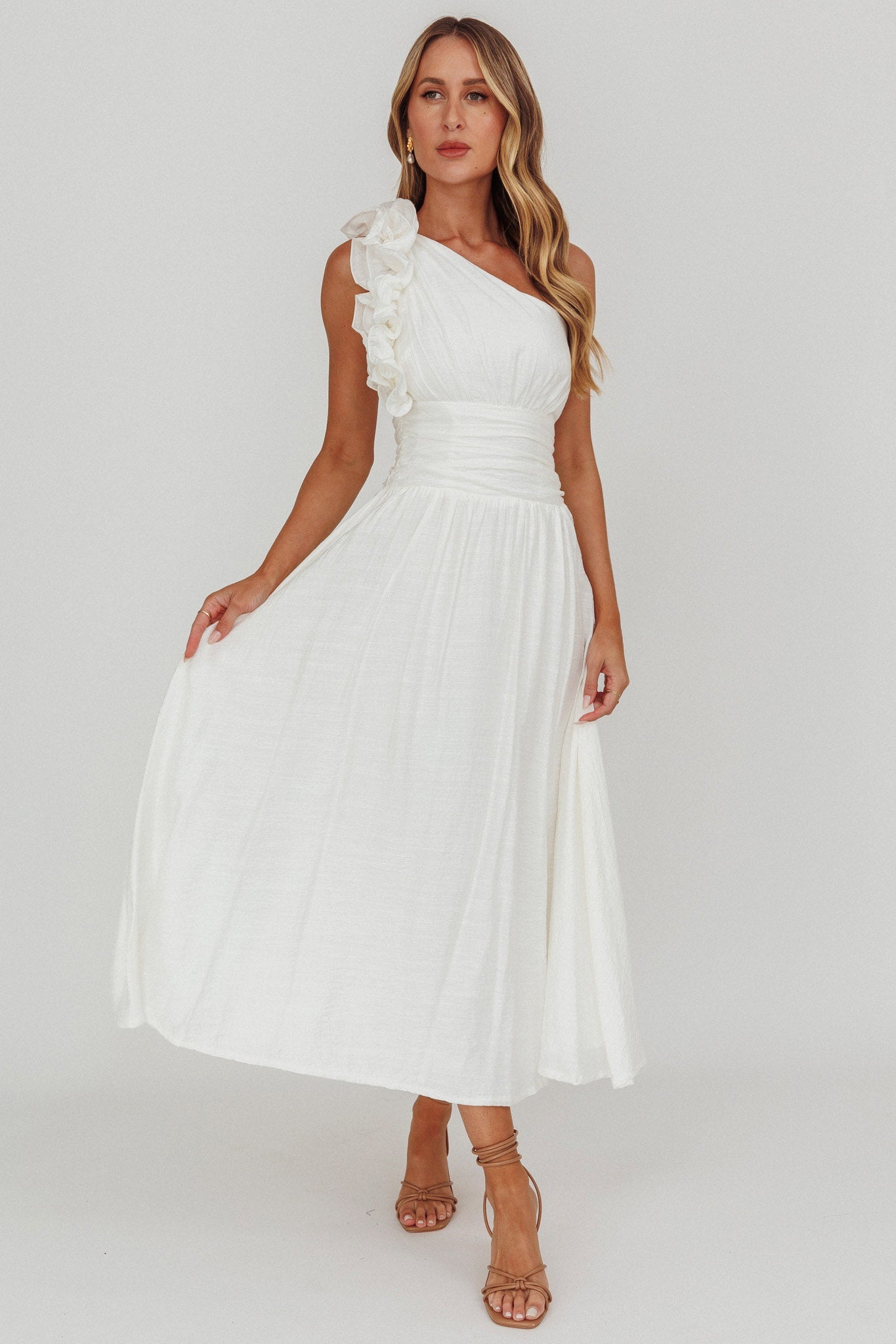 Antheia One-Shoulder Maxi Dress White