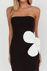 No Competition Oversized Flower Maxi Dress Black