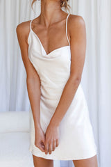 Sorrento Asymmetrical Neckline Mini Slip Dress Champagne